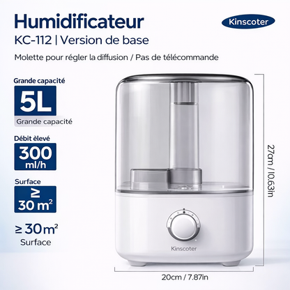 Humidificateur ultra-silencieux grande capacité - 5 litres