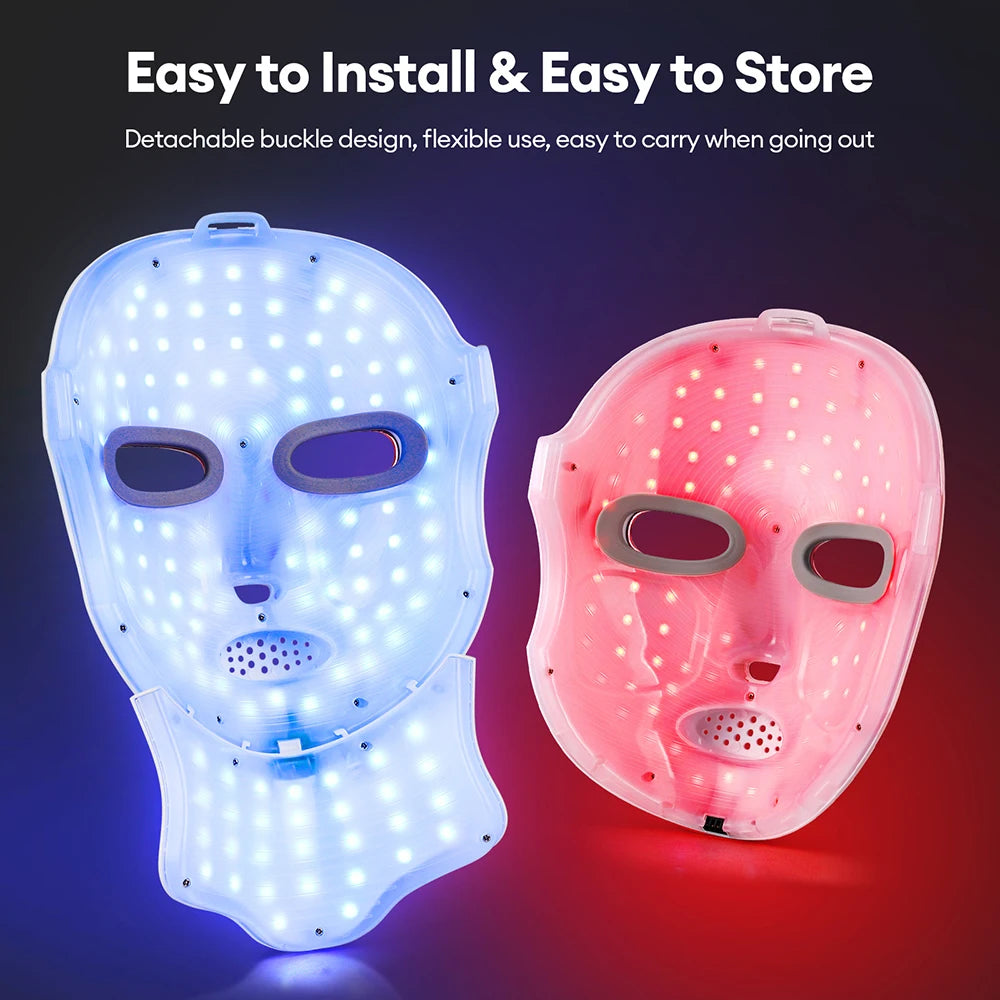 Masque LED de Photothérapie 7 Couleurs – Soin Visage & Cou Anti-Âge