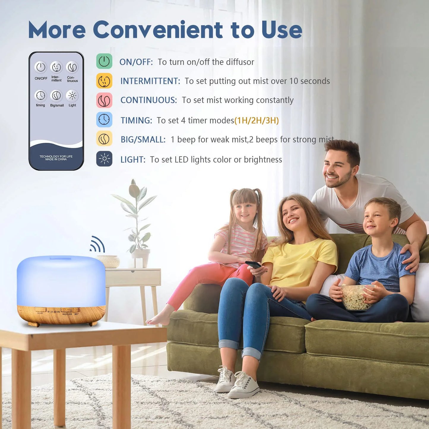 Diffuseur d'Huiles Essentielles Bois Naturel 500ml – Aromathérapie & Ambiance Apaisante