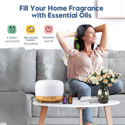 Diffuseur d'Huiles Essentielles Bois Naturel 500ml – Aromathérapie & Ambiance Apaisante